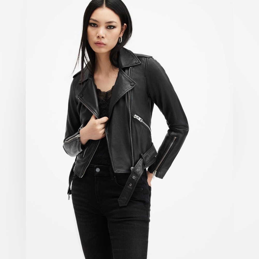 All Saints Balfern leather biker jacket black